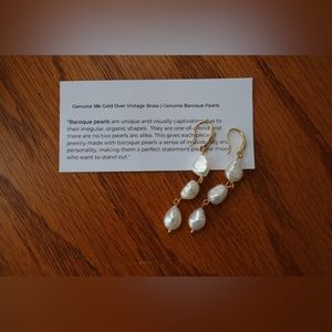 Genuine 18K Gold over vintage Brass | Natural Baroque Pearls Earrings